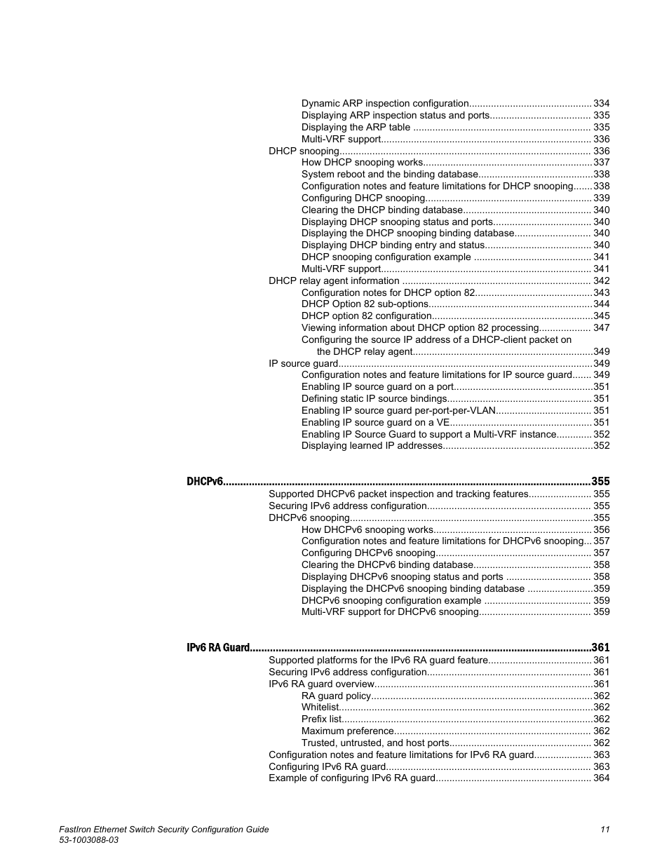 Brocade FastIron Ethernet Switch Security Configuration Guide User Manual | Page 11 / 396