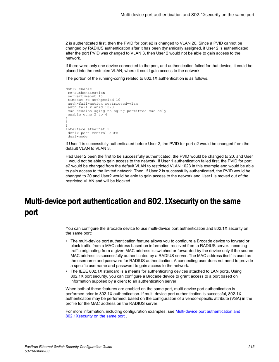 Brocade FastIron Ethernet Switch Security Configuration Guide User Manual | Page 215 / 396