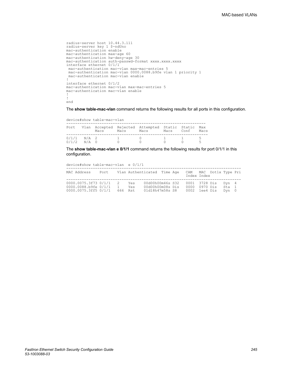 Brocade FastIron Ethernet Switch Security Configuration Guide User Manual | Page 245 / 396