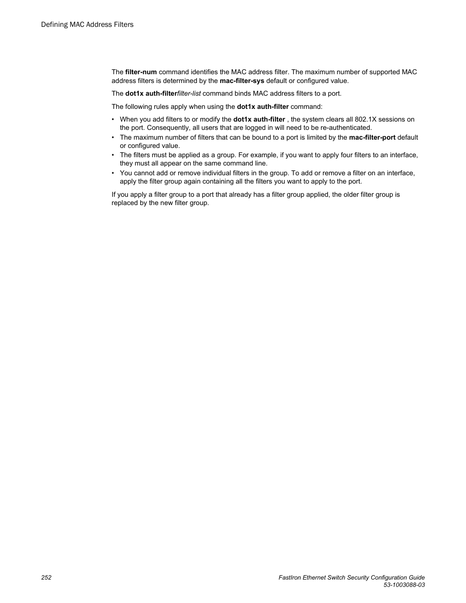 Brocade FastIron Ethernet Switch Security Configuration Guide User Manual | Page 252 / 396