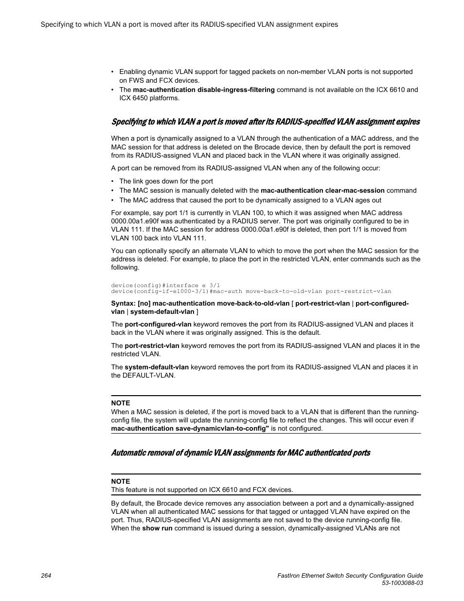 Brocade FastIron Ethernet Switch Security Configuration Guide User Manual | Page 264 / 396
