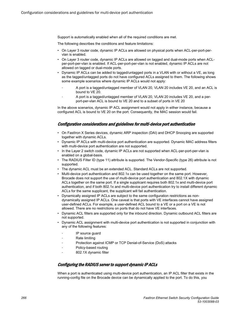 Brocade FastIron Ethernet Switch Security Configuration Guide User Manual | Page 266 / 396