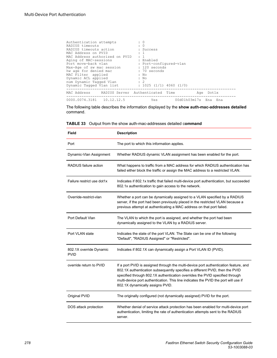 Brocade FastIron Ethernet Switch Security Configuration Guide User Manual | Page 278 / 396