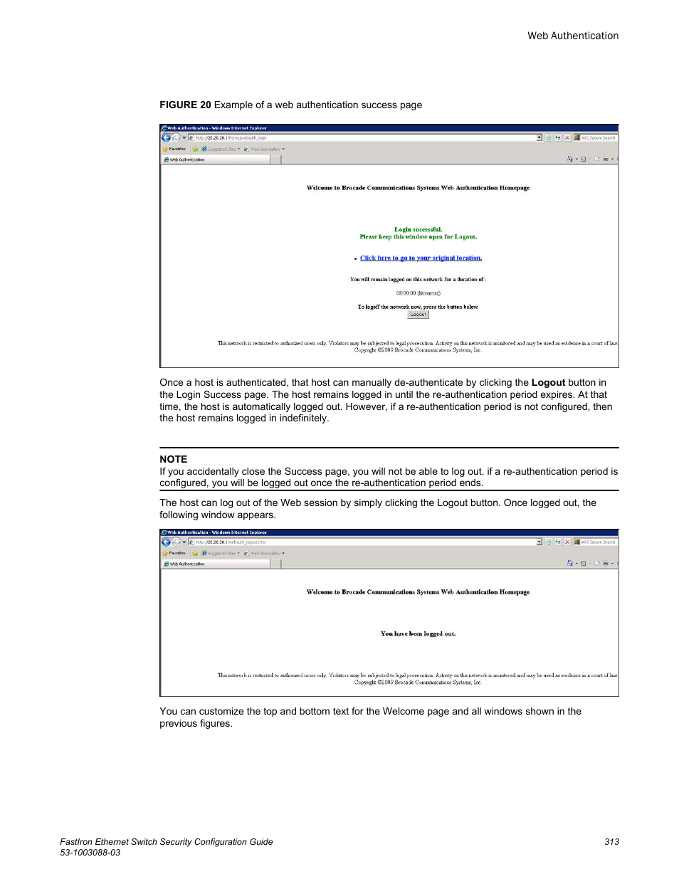 Brocade FastIron Ethernet Switch Security Configuration Guide User Manual | Page 313 / 396