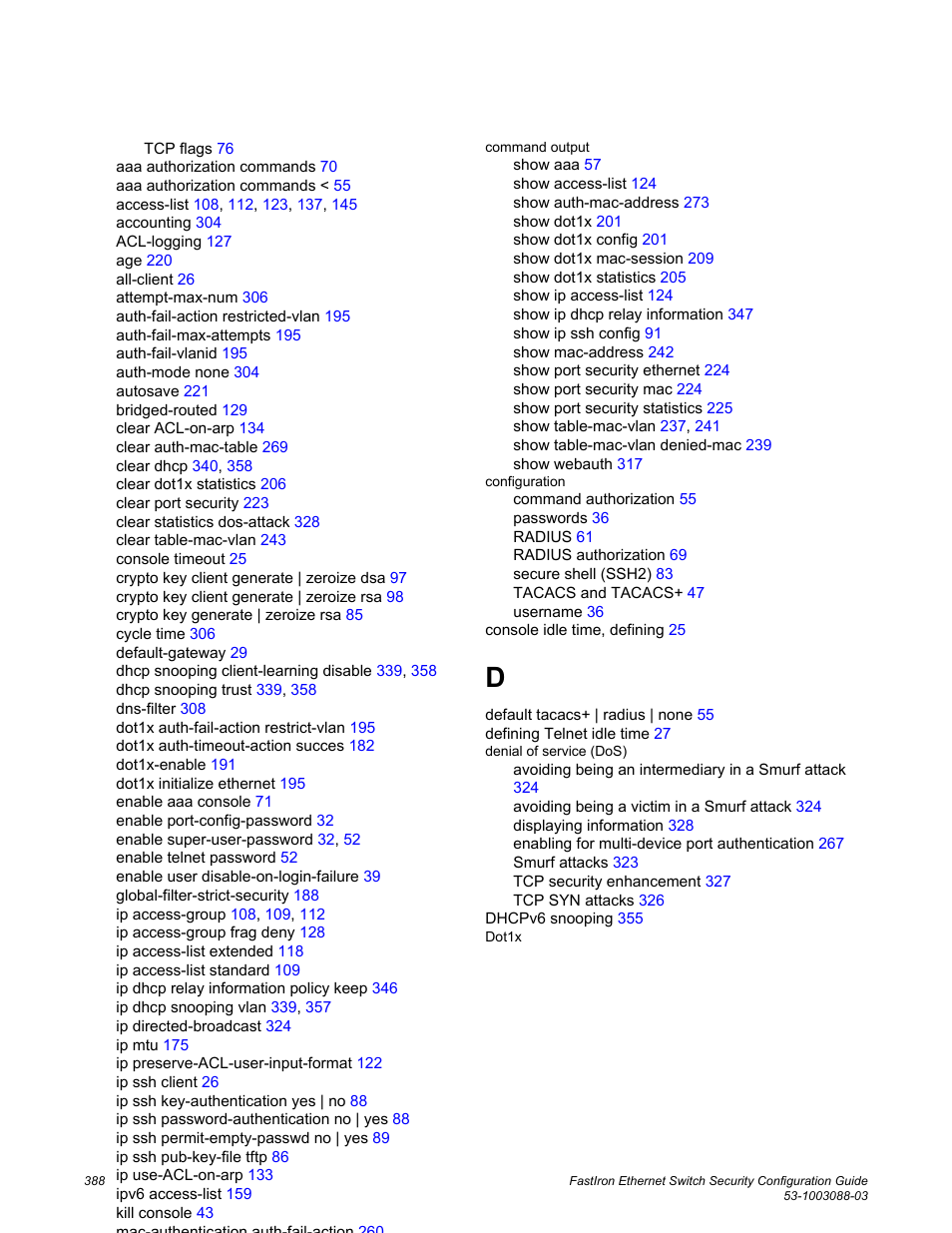 Brocade FastIron Ethernet Switch Security Configuration Guide User Manual | Page 388 / 396