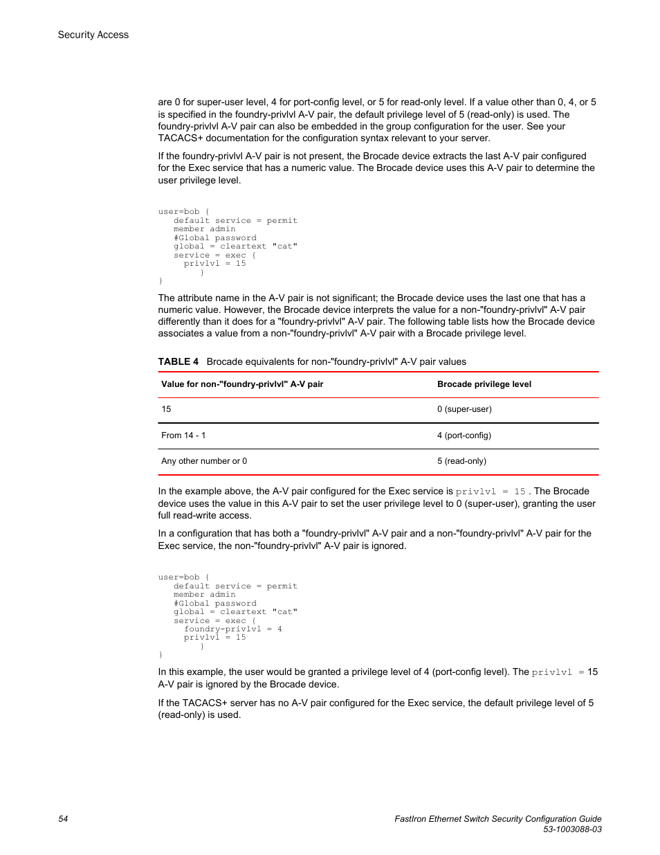 Brocade FastIron Ethernet Switch Security Configuration Guide User Manual | Page 54 / 396