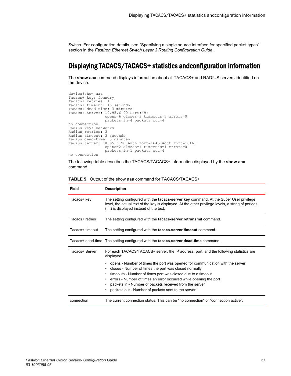 Information | Brocade FastIron Ethernet Switch Security Configuration Guide User Manual | Page 57 / 396