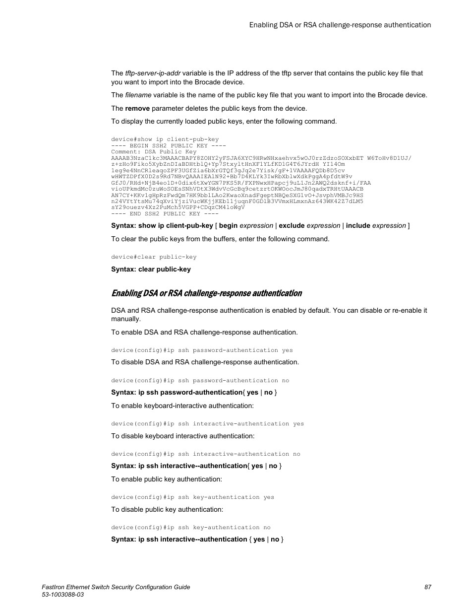 Brocade FastIron Ethernet Switch Security Configuration Guide User Manual | Page 87 / 396