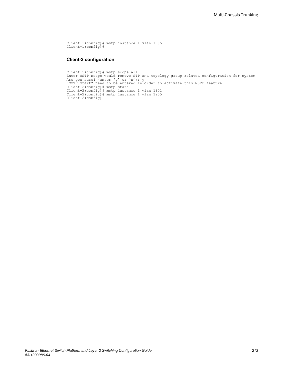 Brocade FastIron Ethernet Switch Platform and Layer 2 Switching Configuration Guide User Manual | Page 213 / 454