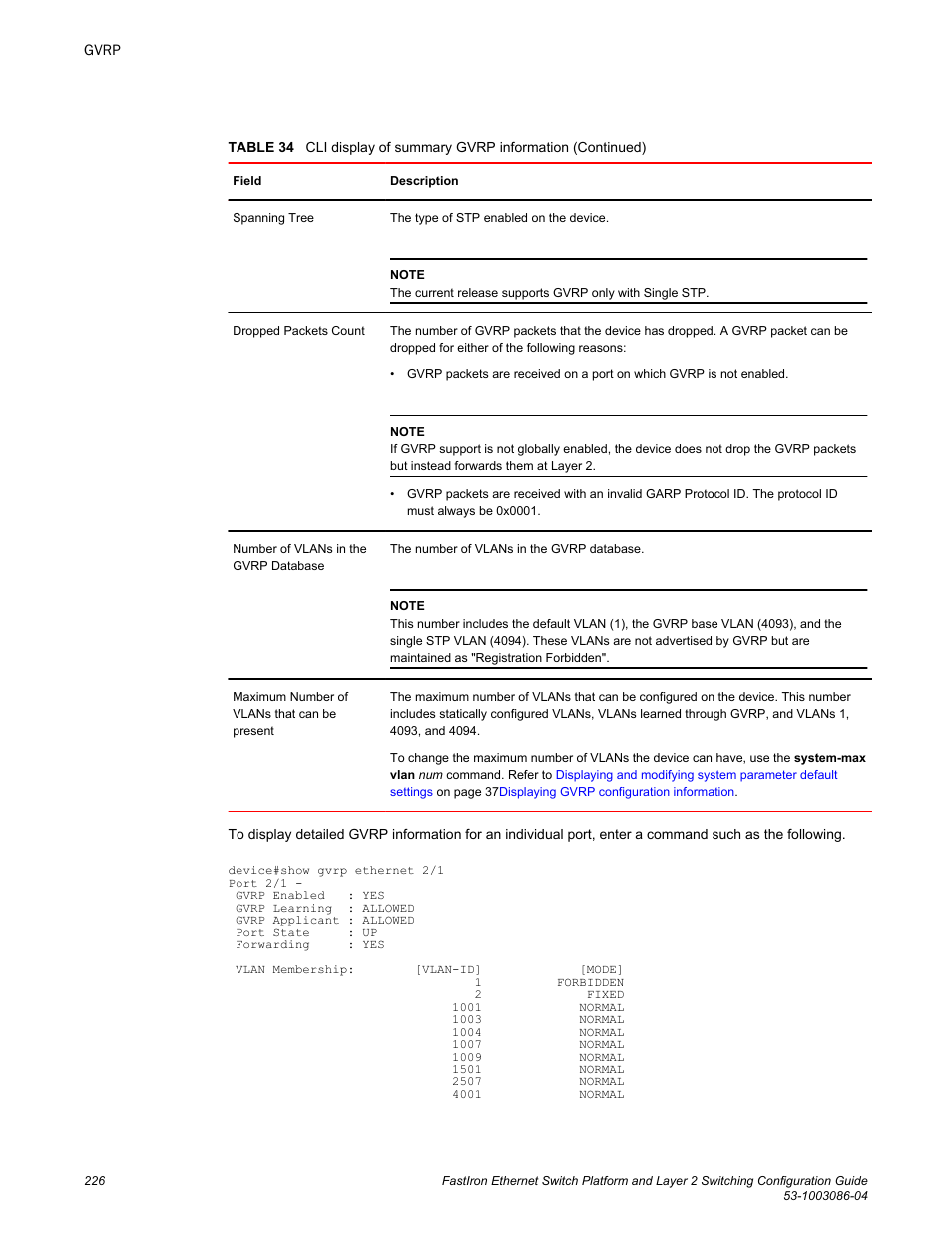 Brocade FastIron Ethernet Switch Platform and Layer 2 Switching Configuration Guide User Manual | Page 226 / 454