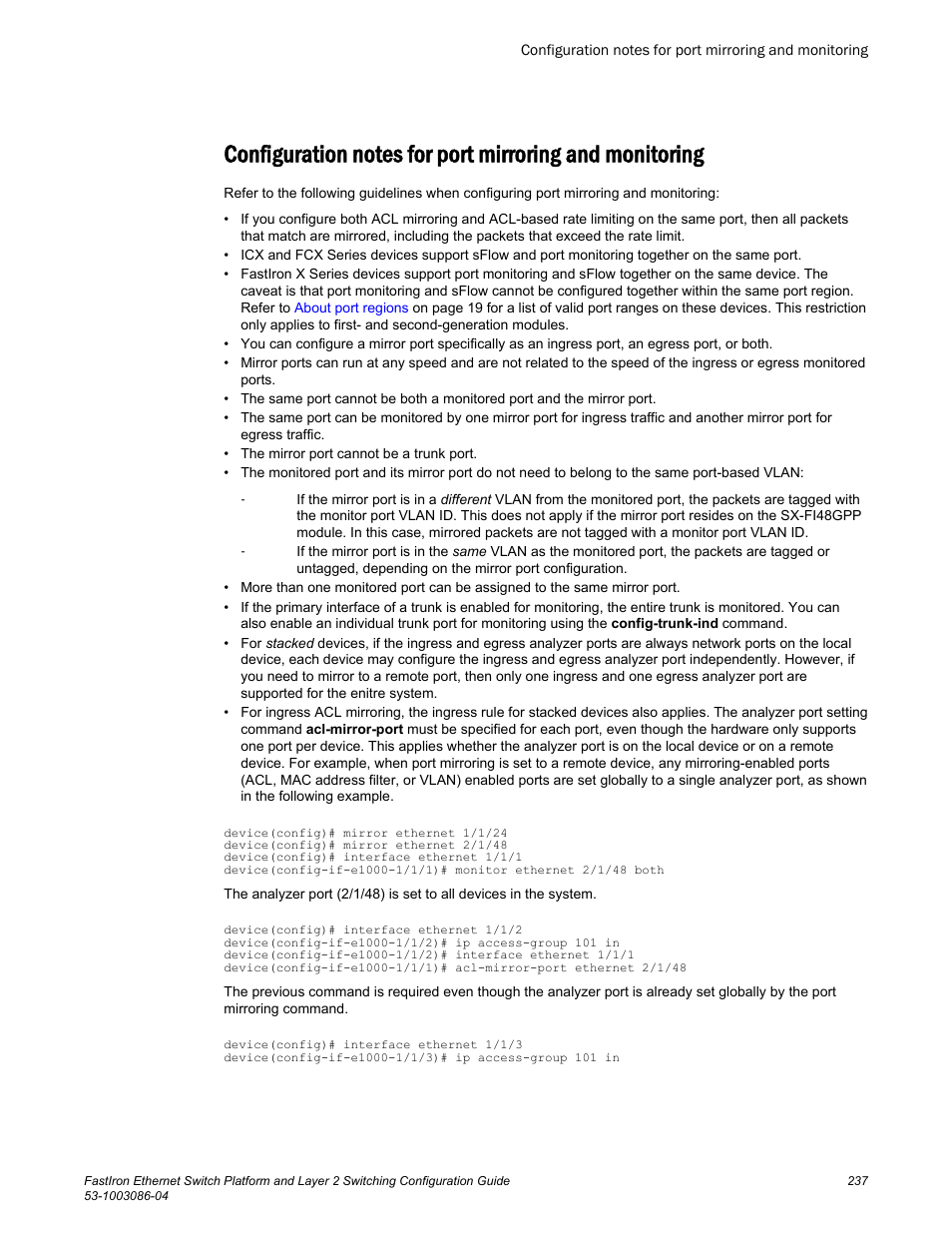 Brocade FastIron Ethernet Switch Platform and Layer 2 Switching Configuration Guide User Manual | Page 237 / 454
