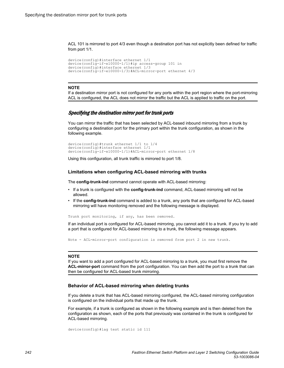 Brocade FastIron Ethernet Switch Platform and Layer 2 Switching Configuration Guide User Manual | Page 242 / 454