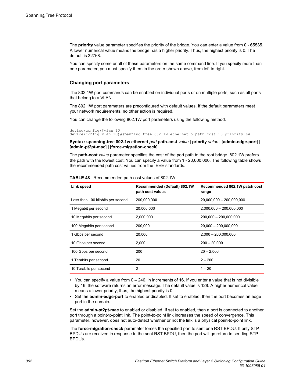 Brocade FastIron Ethernet Switch Platform and Layer 2 Switching Configuration Guide User Manual | Page 302 / 454