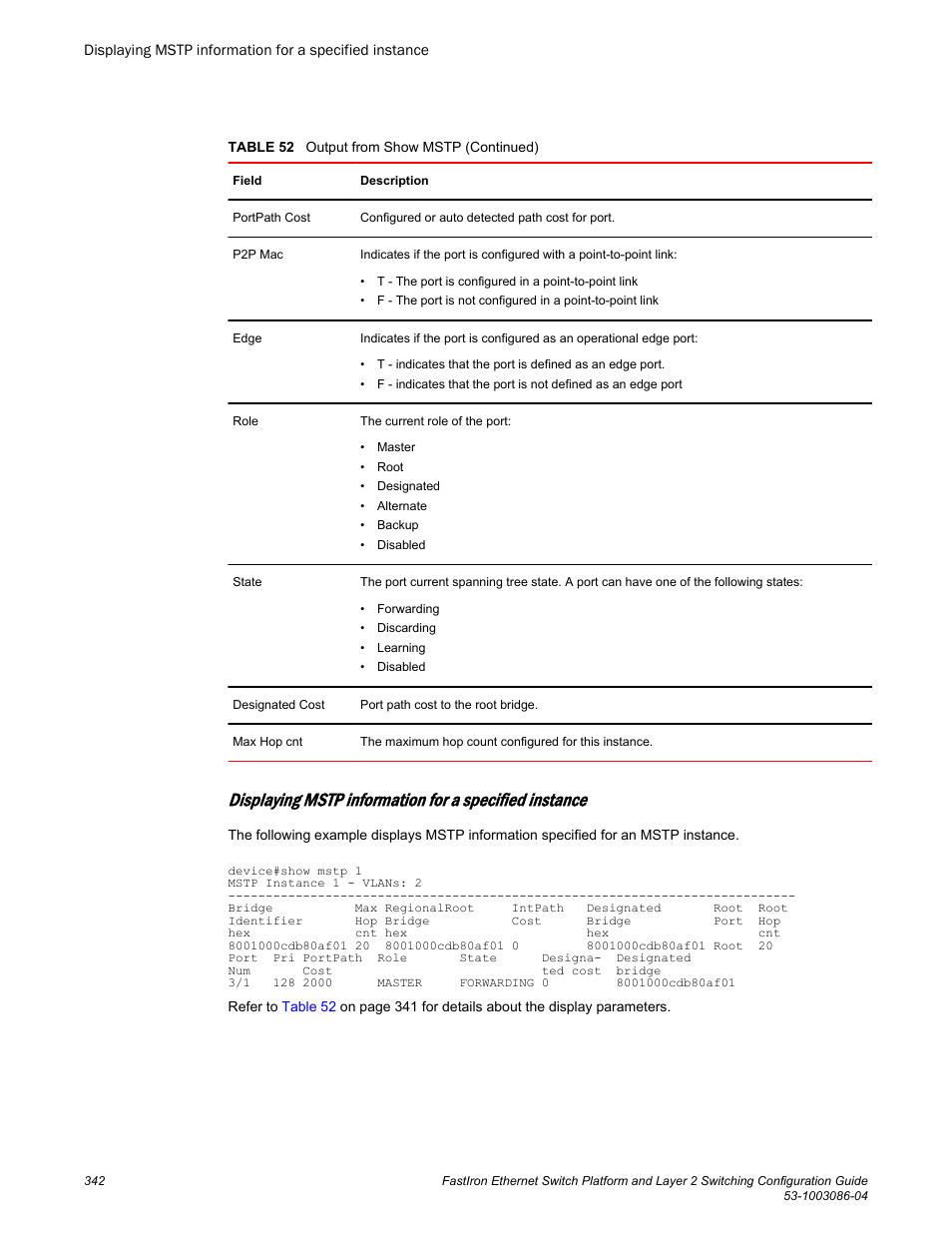 Brocade FastIron Ethernet Switch Platform and Layer 2 Switching Configuration Guide User Manual | Page 342 / 454