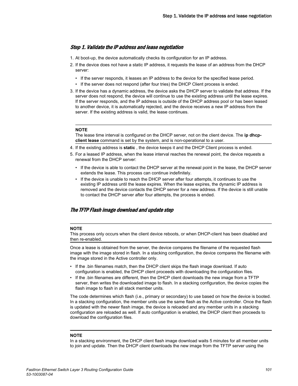 The tftp flash image download and update step | Brocade FastIron Ethernet Switch Layer 3 Routing Configuration Guide User Manual | Page 101 / 672