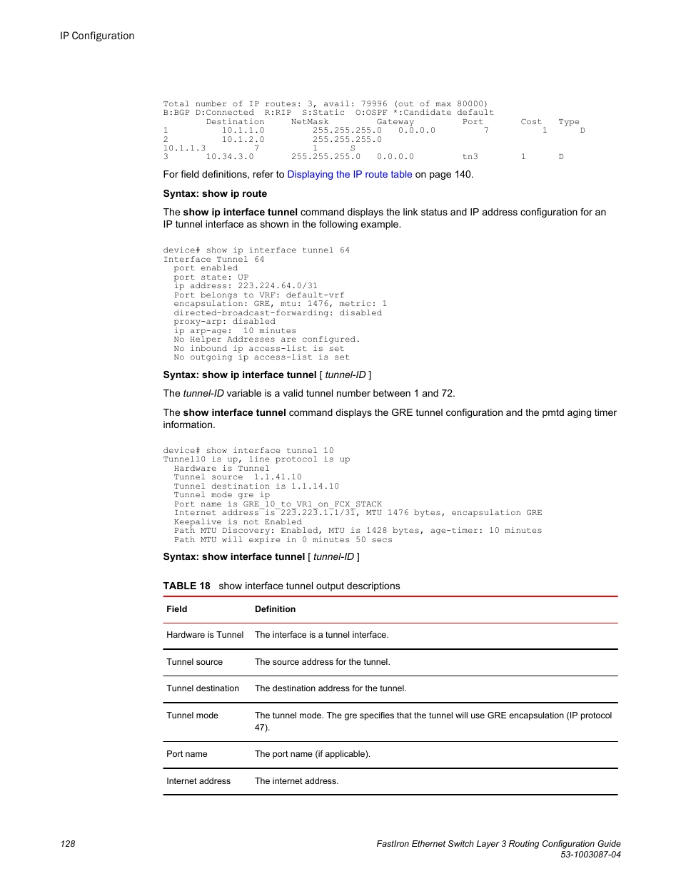 Brocade FastIron Ethernet Switch Layer 3 Routing Configuration Guide User Manual | Page 128 / 672