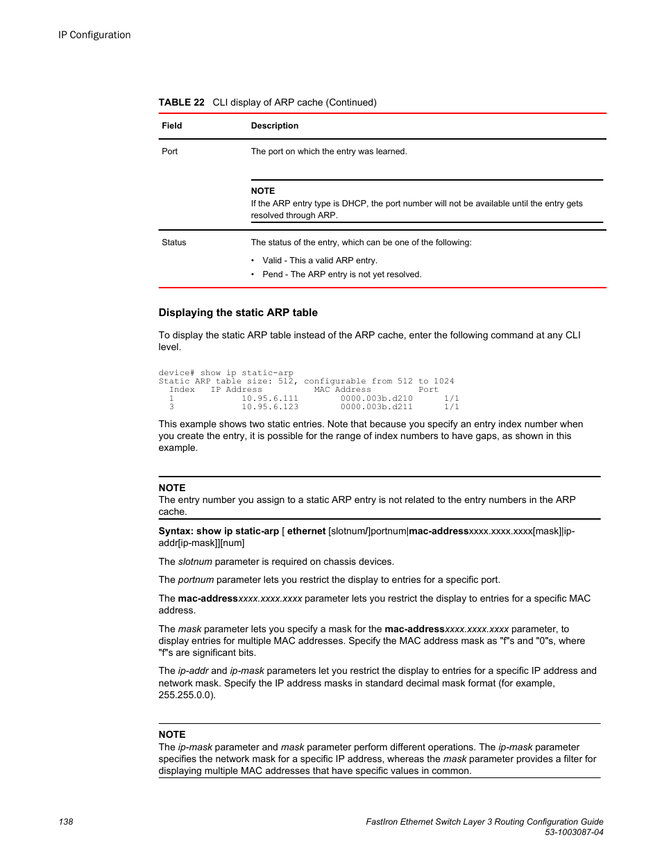 Brocade FastIron Ethernet Switch Layer 3 Routing Configuration Guide User Manual | Page 138 / 672