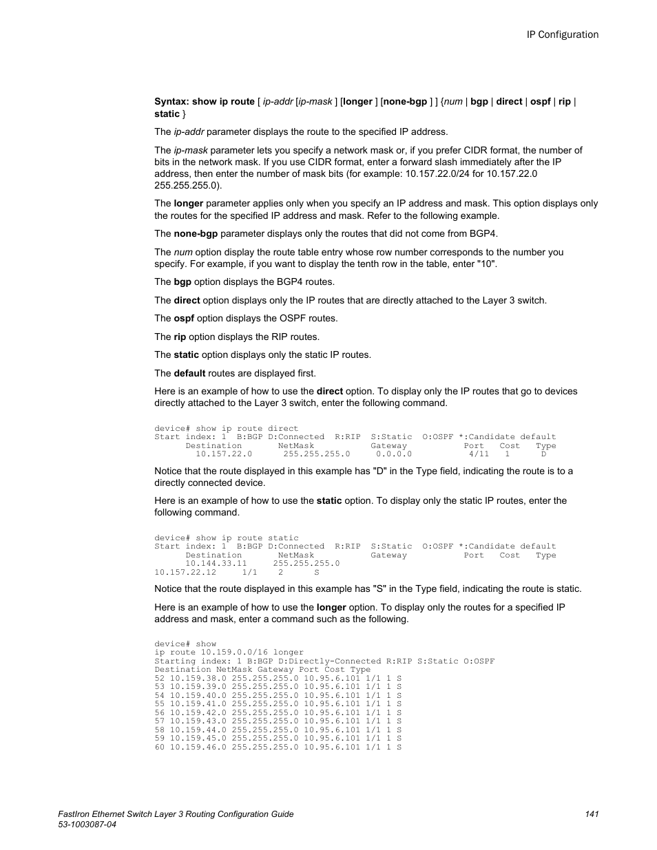 Brocade FastIron Ethernet Switch Layer 3 Routing Configuration Guide User Manual | Page 141 / 672