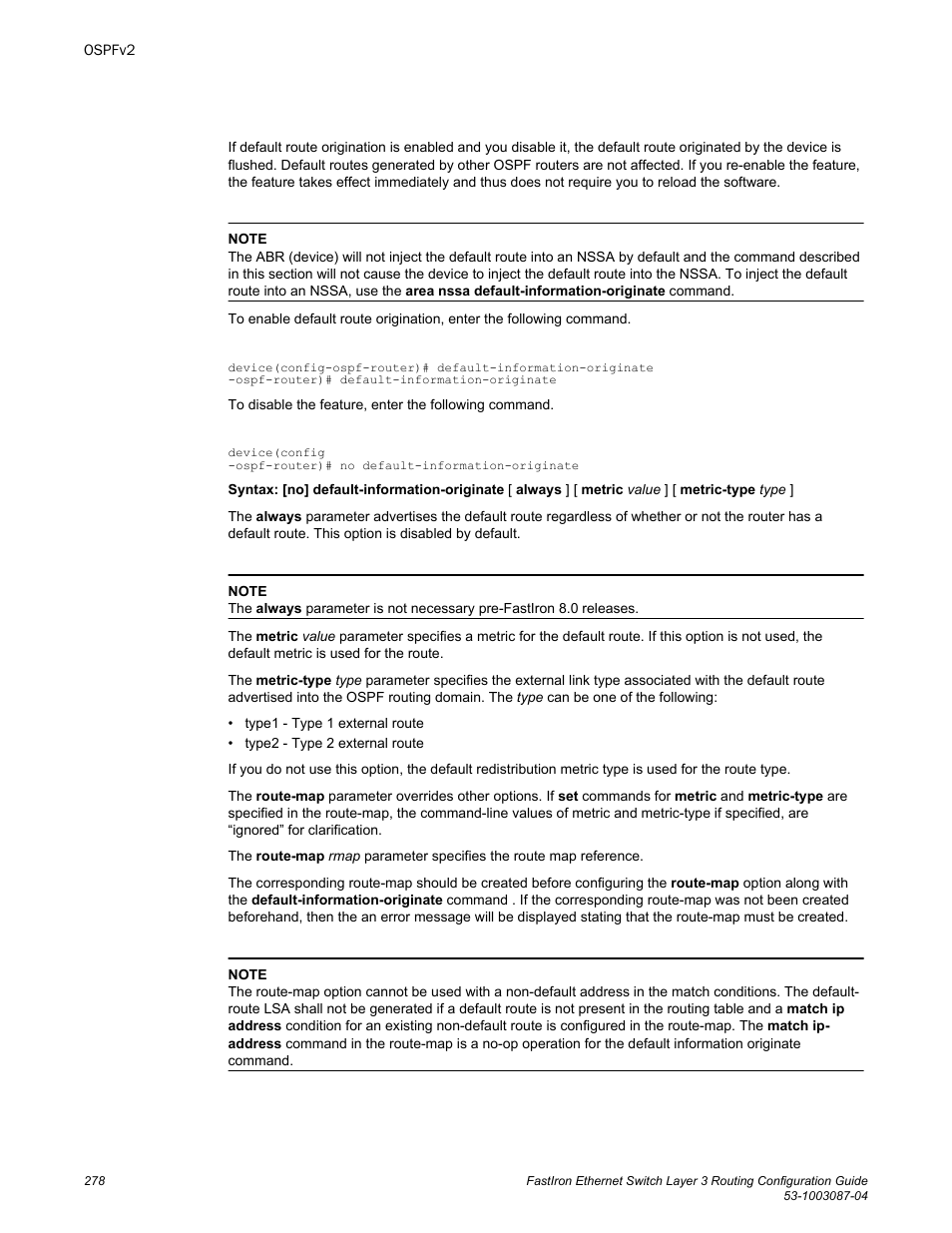 Brocade FastIron Ethernet Switch Layer 3 Routing Configuration Guide User Manual | Page 278 / 672