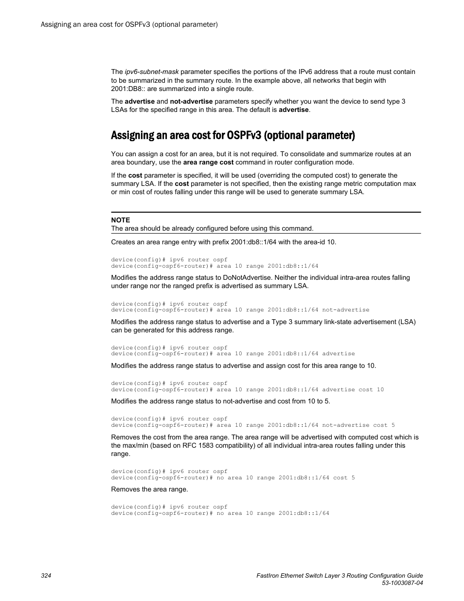 Brocade FastIron Ethernet Switch Layer 3 Routing Configuration Guide User Manual | Page 324 / 672