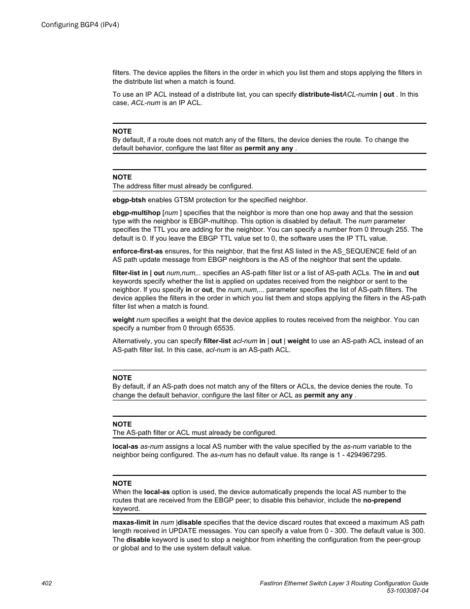 Brocade FastIron Ethernet Switch Layer 3 Routing Configuration Guide User Manual | Page 402 / 672