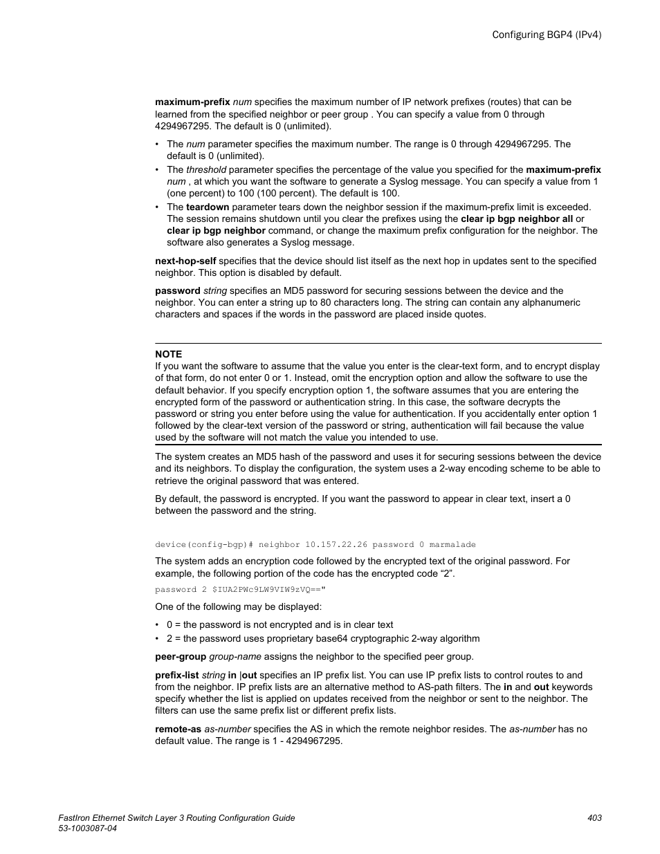 Brocade FastIron Ethernet Switch Layer 3 Routing Configuration Guide User Manual | Page 403 / 672