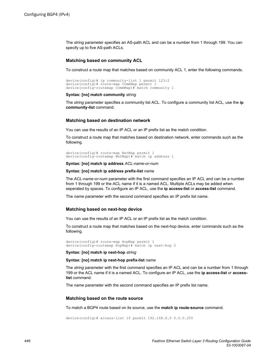 Brocade FastIron Ethernet Switch Layer 3 Routing Configuration Guide User Manual | Page 446 / 672