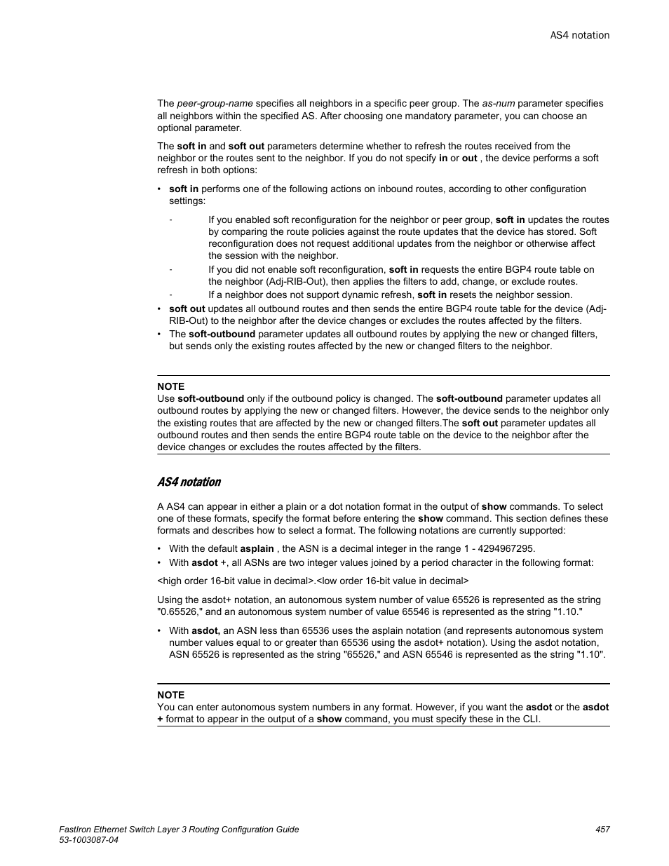 As4 notation | Brocade FastIron Ethernet Switch Layer 3 Routing Configuration Guide User Manual | Page 457 / 672