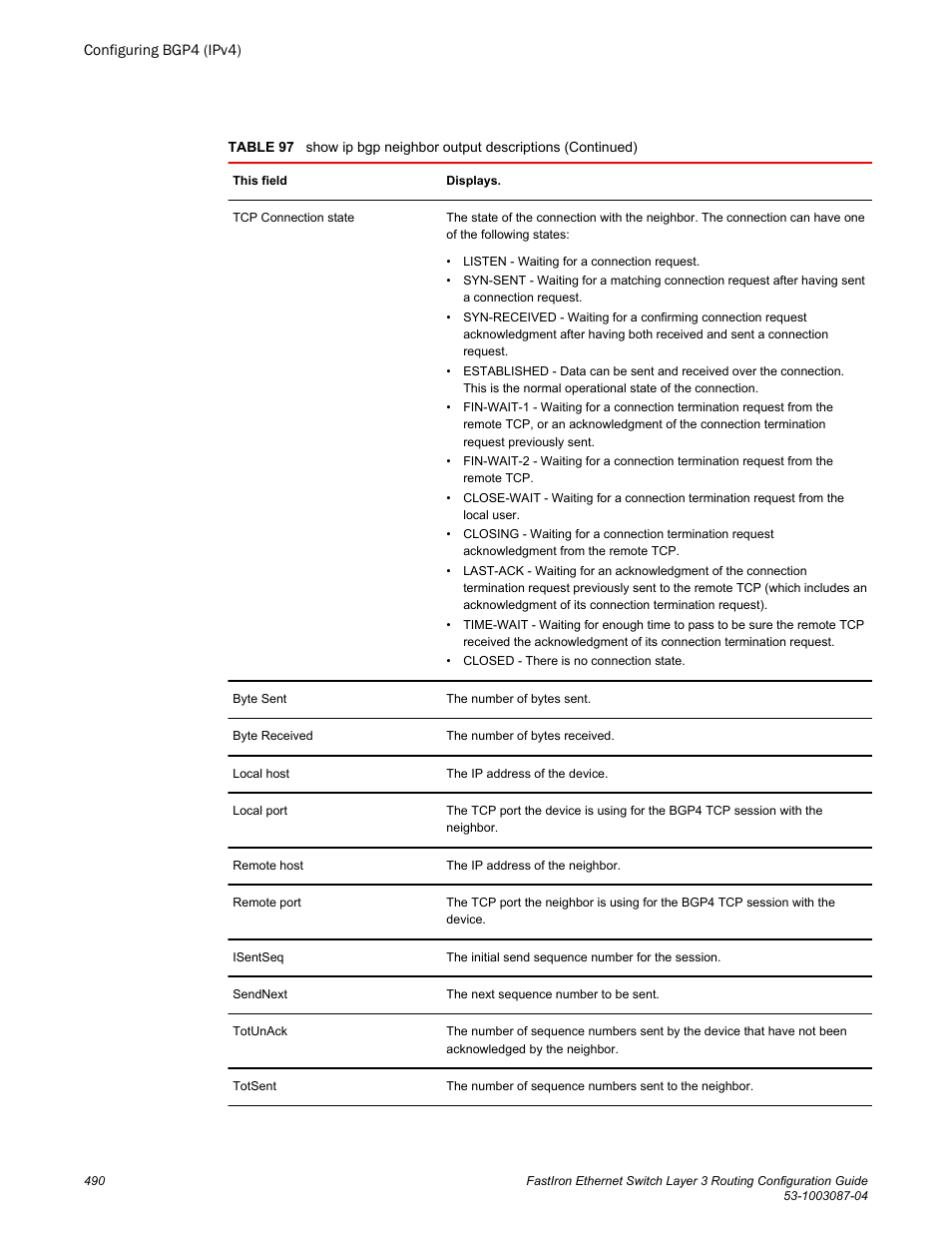 Brocade FastIron Ethernet Switch Layer 3 Routing Configuration Guide User Manual | Page 490 / 672