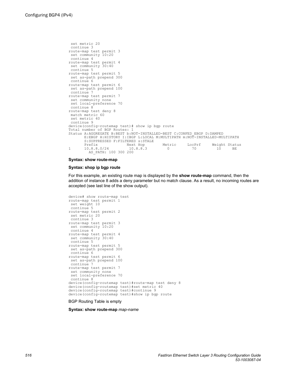 Brocade FastIron Ethernet Switch Layer 3 Routing Configuration Guide User Manual | Page 516 / 672