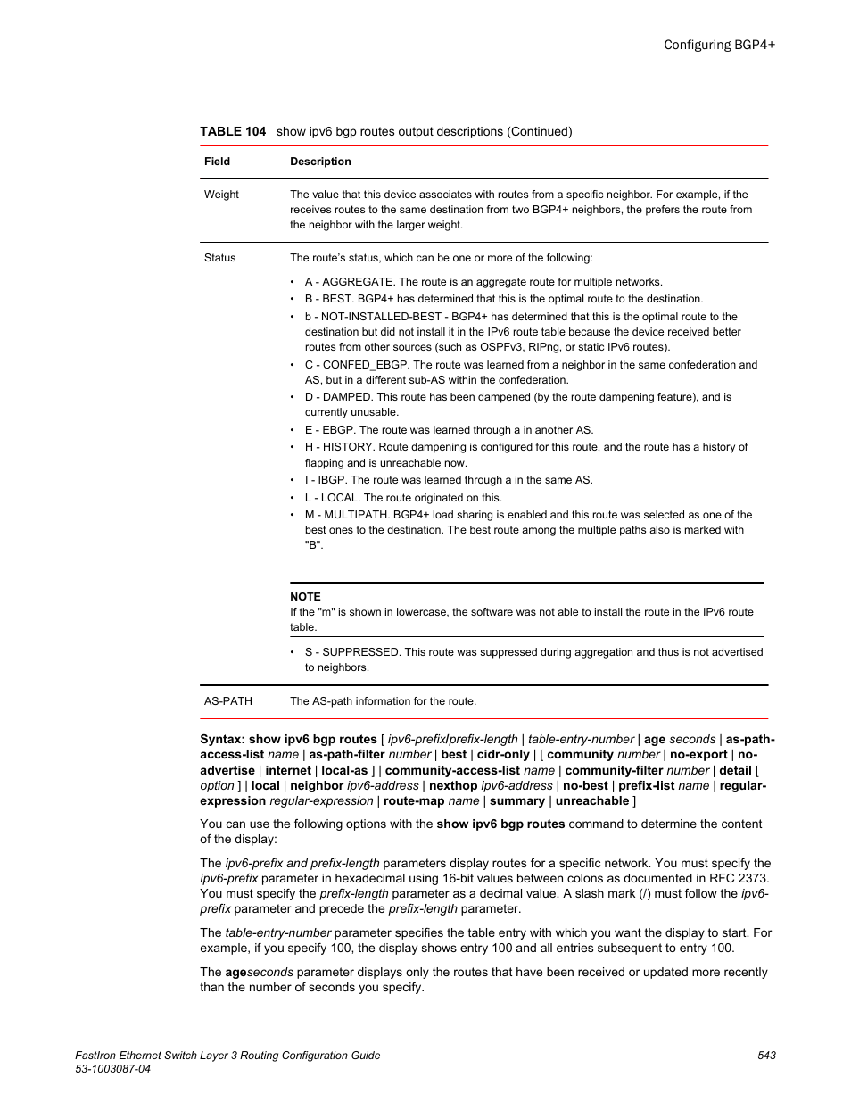 Brocade FastIron Ethernet Switch Layer 3 Routing Configuration Guide User Manual | Page 543 / 672