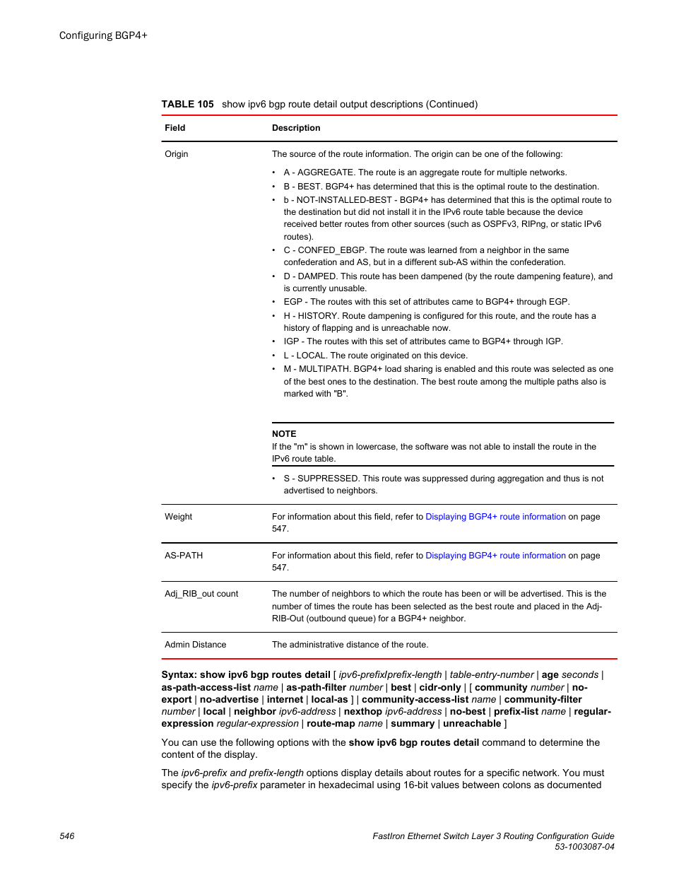 Brocade FastIron Ethernet Switch Layer 3 Routing Configuration Guide User Manual | Page 546 / 672