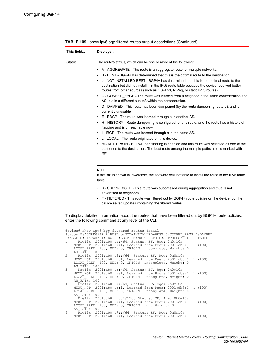 Brocade FastIron Ethernet Switch Layer 3 Routing Configuration Guide User Manual | Page 554 / 672