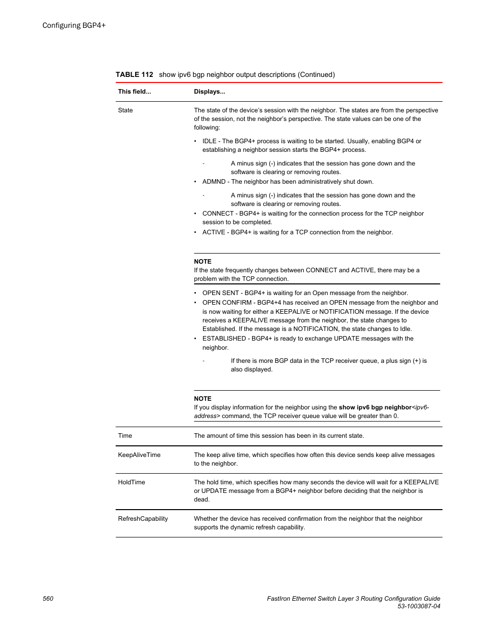 Brocade FastIron Ethernet Switch Layer 3 Routing Configuration Guide User Manual | Page 560 / 672