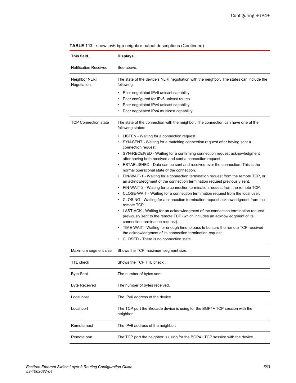 Brocade FastIron Ethernet Switch Layer 3 Routing Configuration Guide User Manual | Page 563 / 672