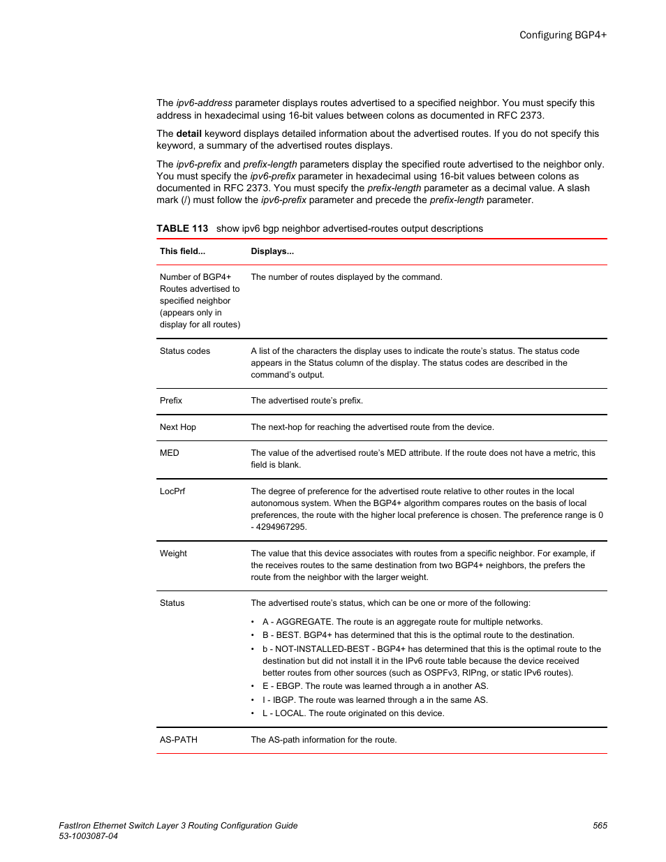 Brocade FastIron Ethernet Switch Layer 3 Routing Configuration Guide User Manual | Page 565 / 672