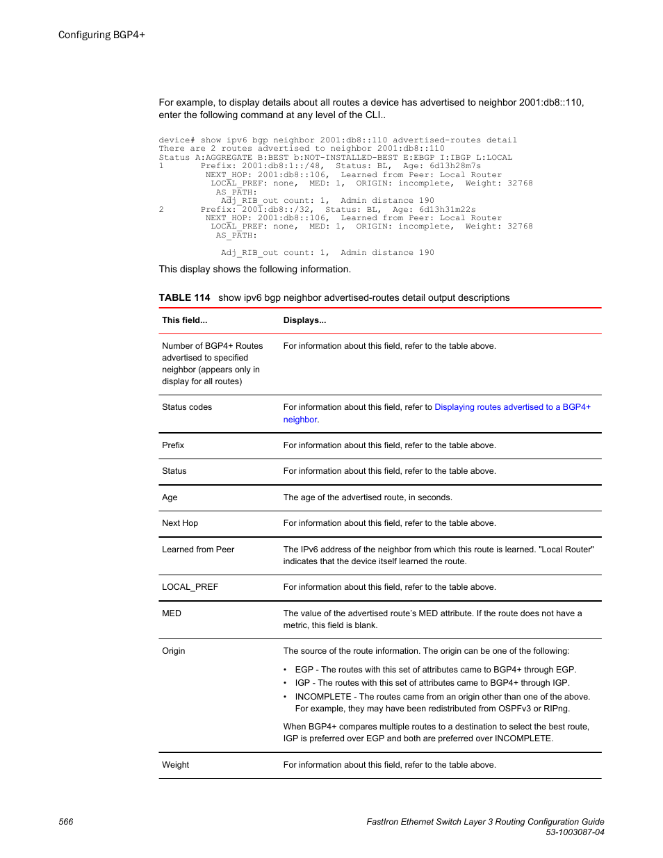 Brocade FastIron Ethernet Switch Layer 3 Routing Configuration Guide User Manual | Page 566 / 672