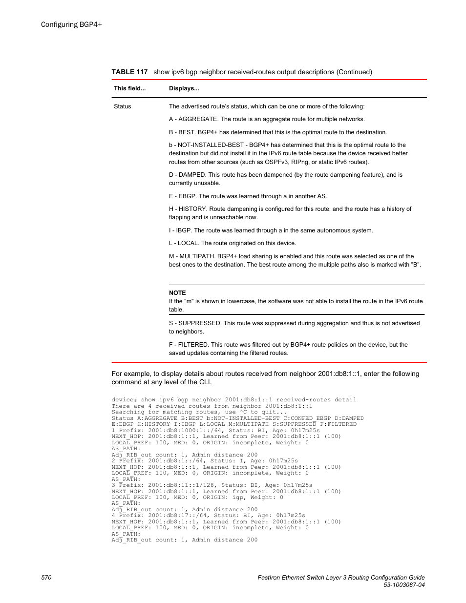 Brocade FastIron Ethernet Switch Layer 3 Routing Configuration Guide User Manual | Page 570 / 672