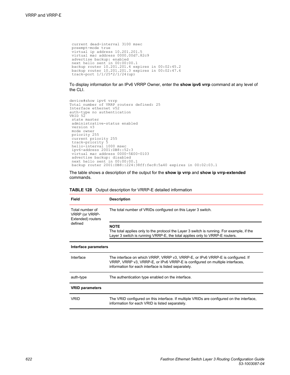 Brocade FastIron Ethernet Switch Layer 3 Routing Configuration Guide User Manual | Page 622 / 672