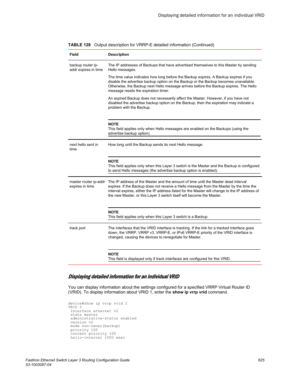 Brocade FastIron Ethernet Switch Layer 3 Routing Configuration Guide User Manual | Page 625 / 672