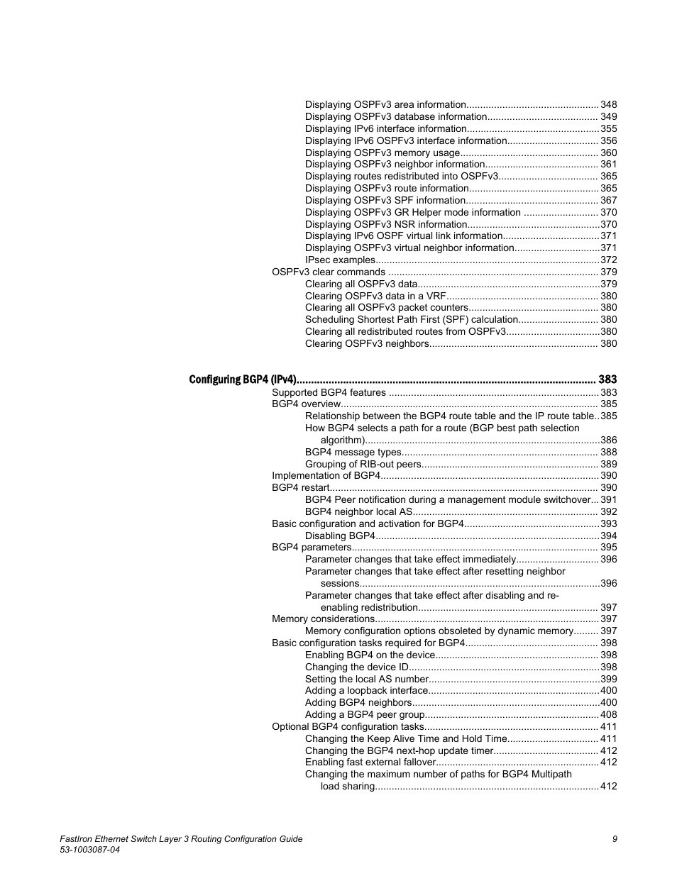 Brocade FastIron Ethernet Switch Layer 3 Routing Configuration Guide User Manual | Page 9 / 672