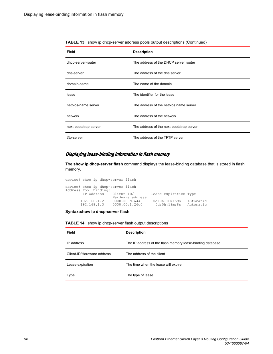 Brocade FastIron Ethernet Switch Layer 3 Routing Configuration Guide User Manual | Page 96 / 672