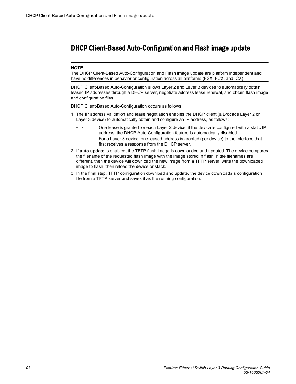 Brocade FastIron Ethernet Switch Layer 3 Routing Configuration Guide User Manual | Page 98 / 672