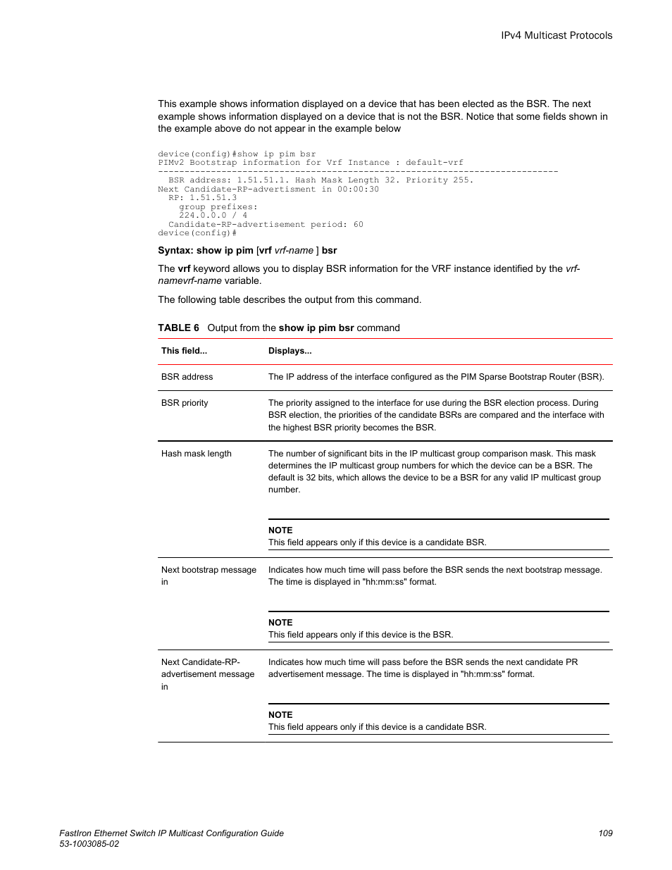 Brocade FastIron Ethernet Switch IP Multicast Configuration Guide User Manual | Page 111 / 230