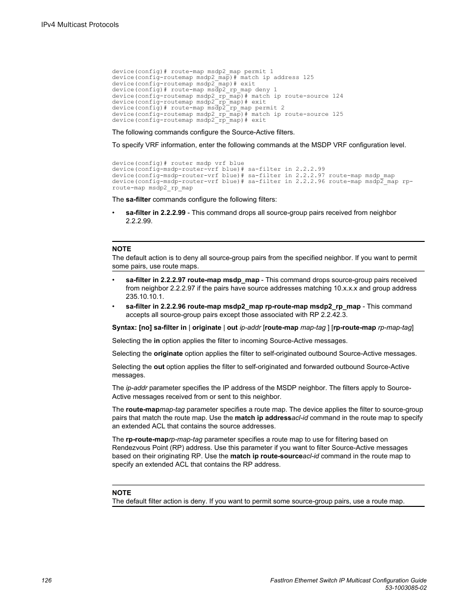 Brocade FastIron Ethernet Switch IP Multicast Configuration Guide User Manual | Page 128 / 230