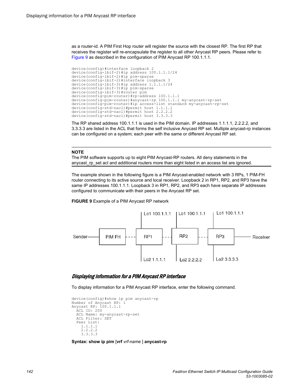 Brocade FastIron Ethernet Switch IP Multicast Configuration Guide User Manual | Page 144 / 230