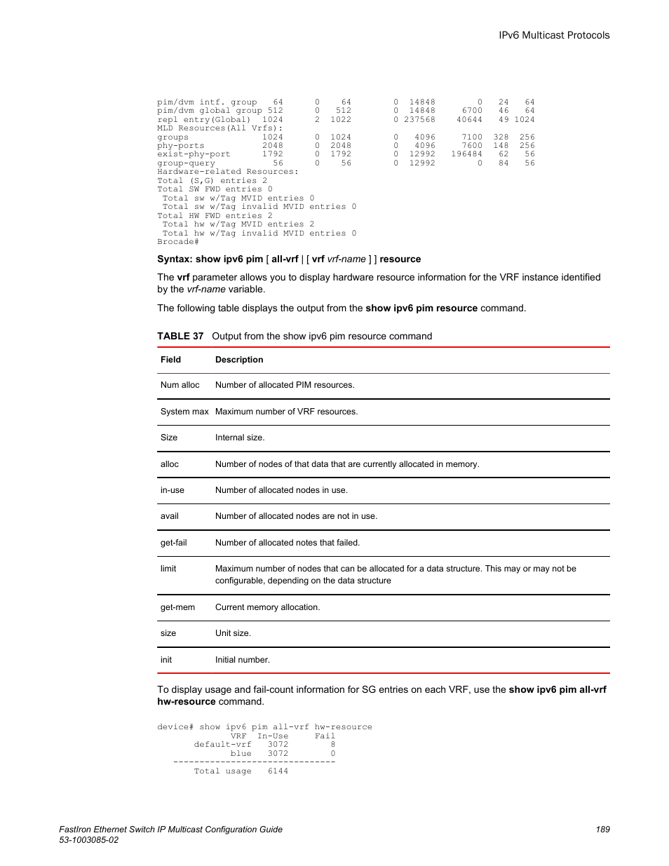 Brocade FastIron Ethernet Switch IP Multicast Configuration Guide User Manual | Page 191 / 230