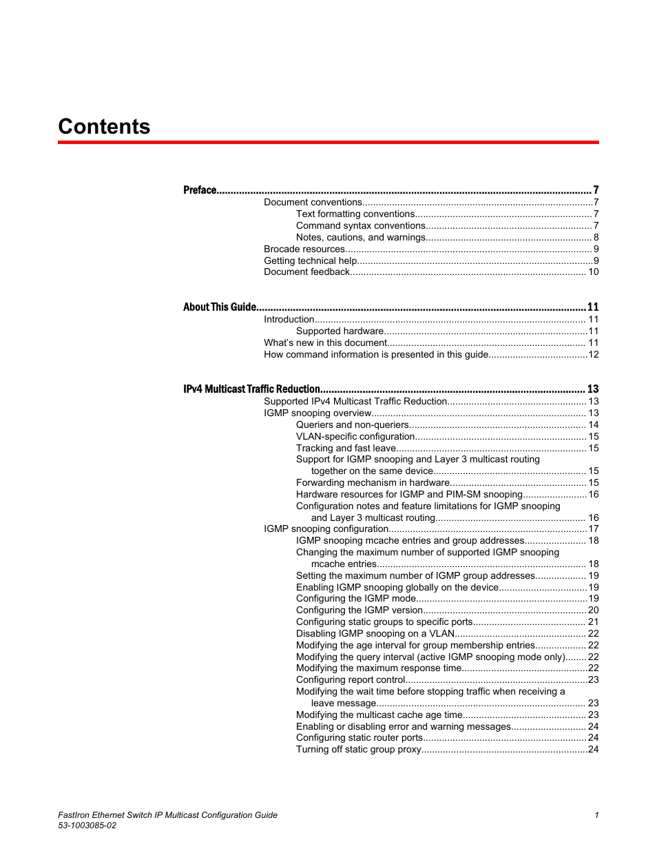 Brocade FastIron Ethernet Switch IP Multicast Configuration Guide User Manual | Page 3 / 230