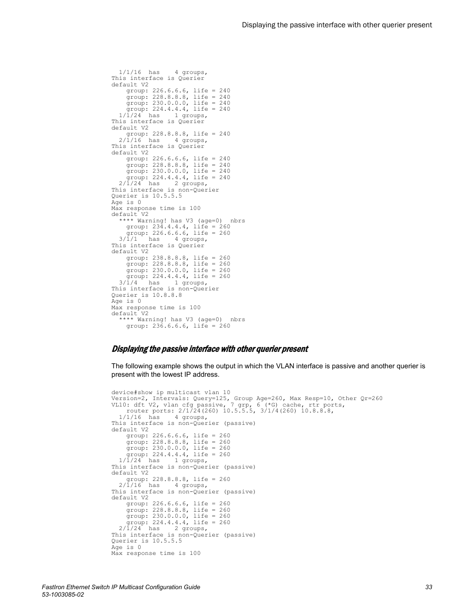 Brocade FastIron Ethernet Switch IP Multicast Configuration Guide User Manual | Page 35 / 230