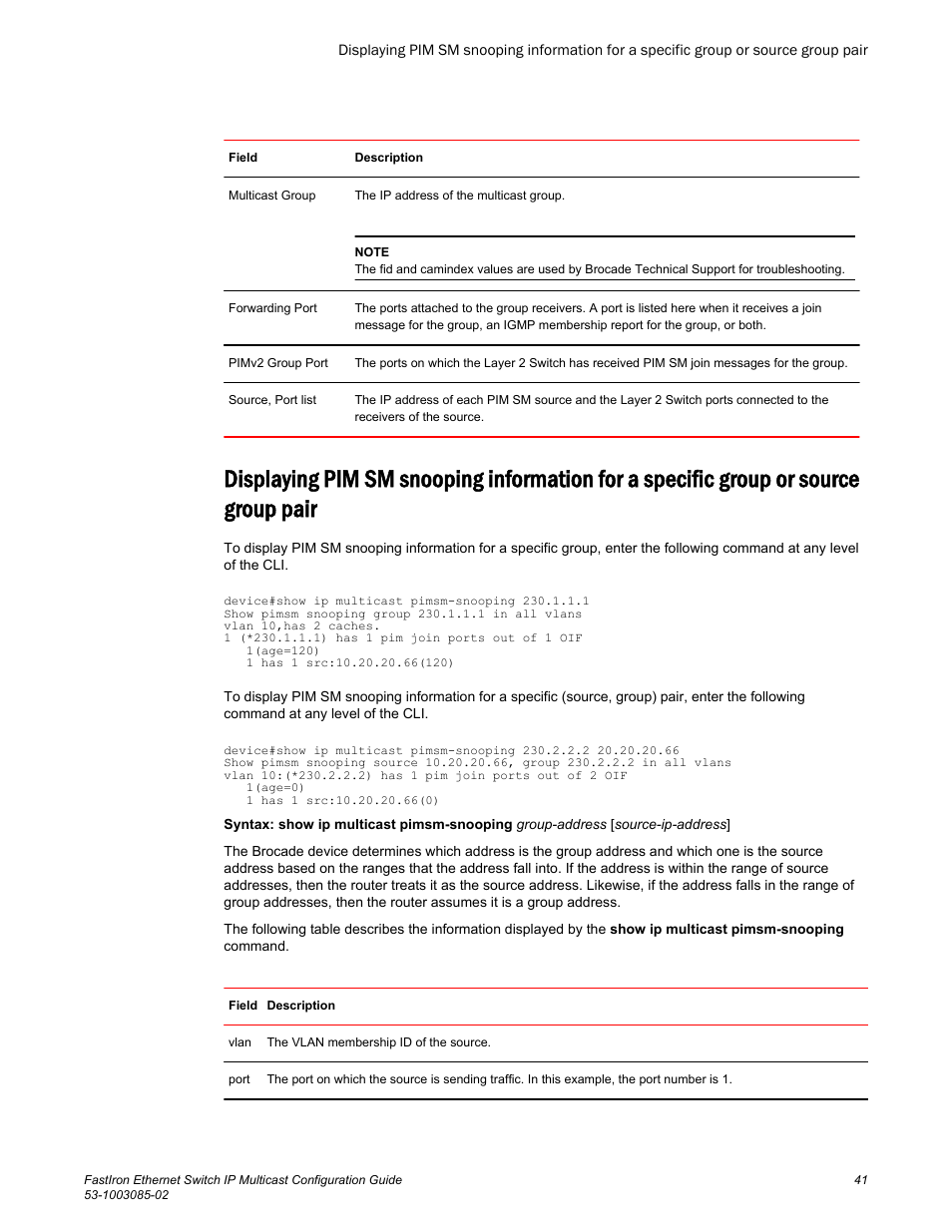 Source group pair | Brocade FastIron Ethernet Switch IP Multicast Configuration Guide User Manual | Page 43 / 230